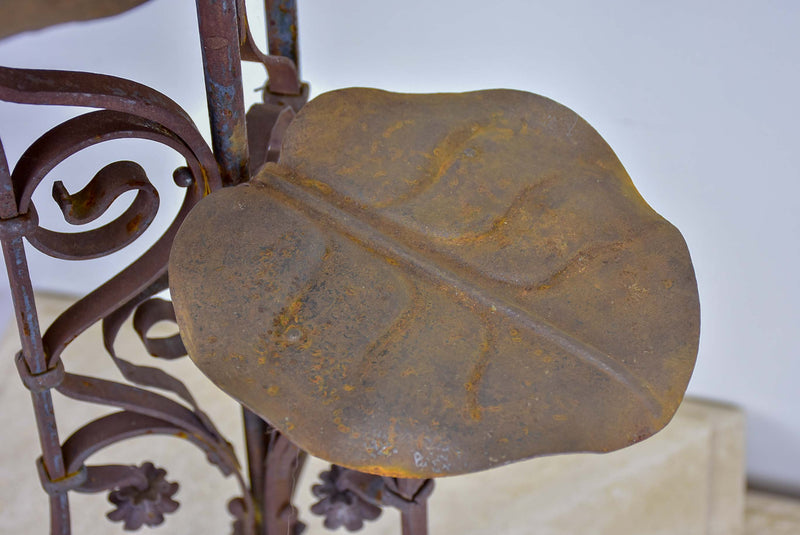 Antique French plant stand with lily pad leaves