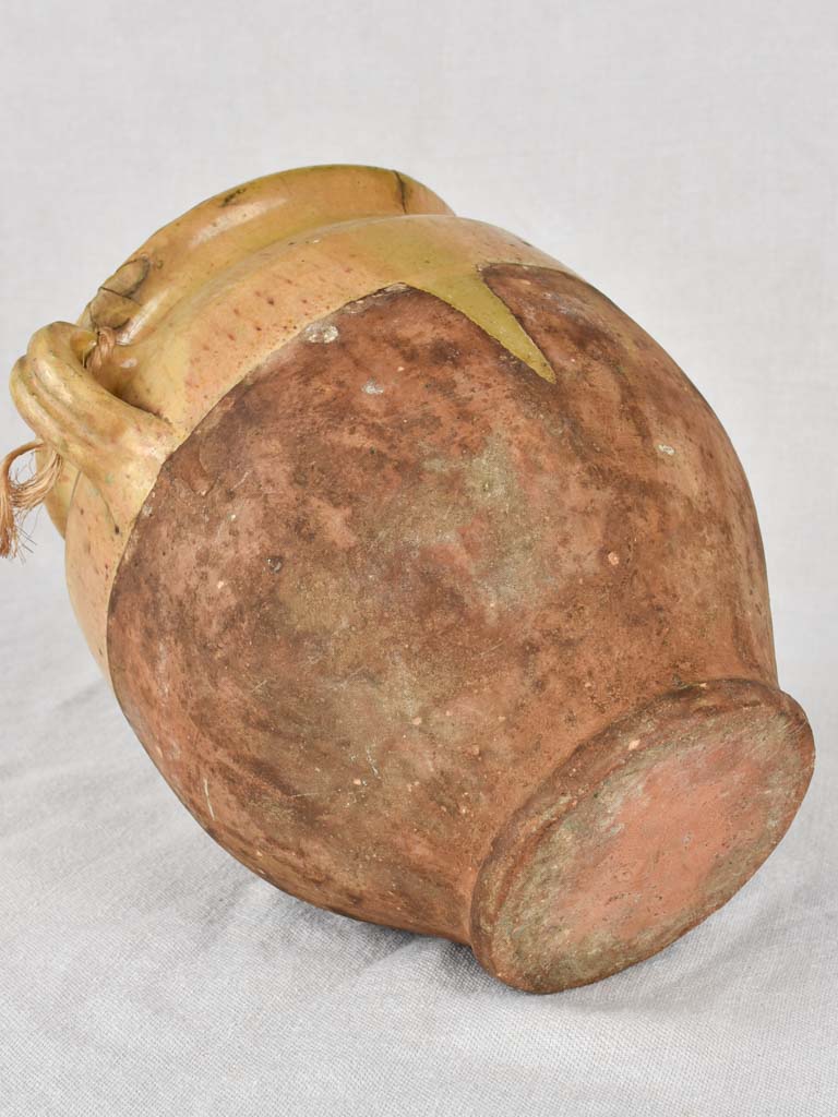 Pale yellow antique French confit pot 9½"