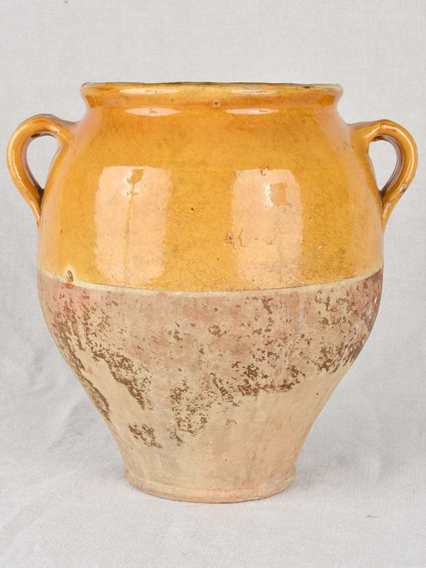 Large antique French confit pot, yellow ocher 12¼"