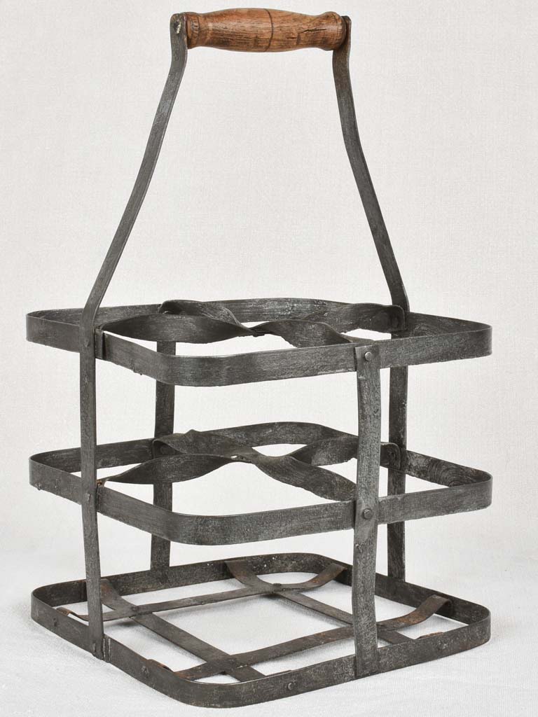Riveted antique bottle carrier 4 bottles
