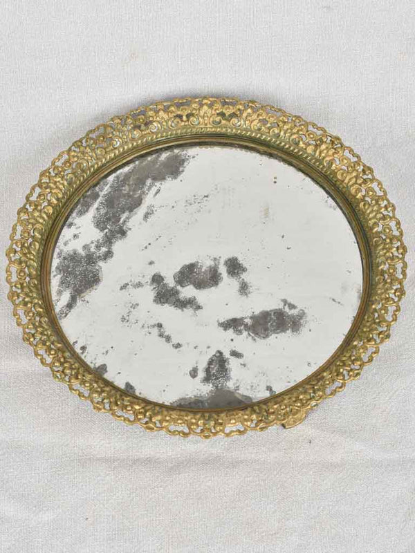 Antique French Bronze Mirrored Tray