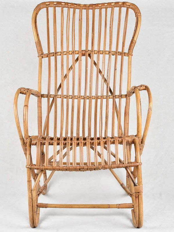 Large vintage wicker armchair - high back