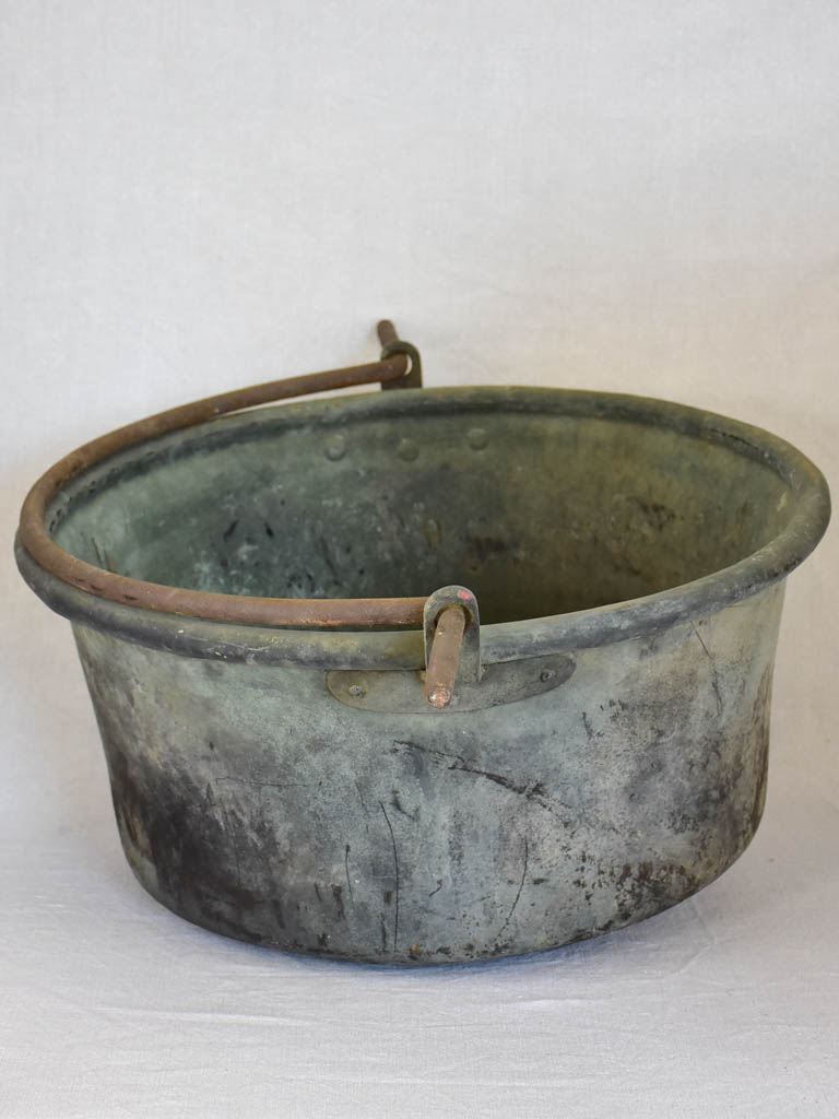 19th Century French copper cauldron from a winery in Burgundy 21¾"