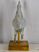 Antique French rooster from a bell tower / weathervane mounted on a wooden base