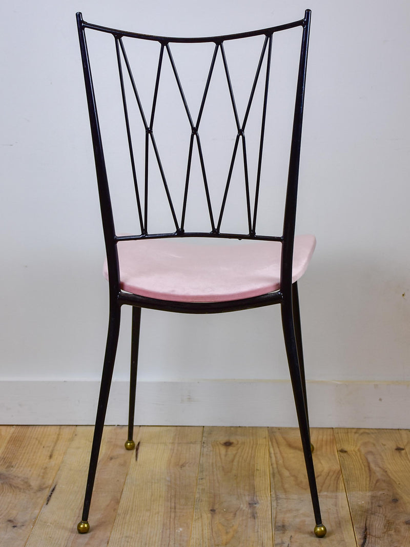 Four Colette Gueden mid-century dining chairs with pink upholstery