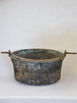 Very large antique French cauldron with verdigris patina 21¼"