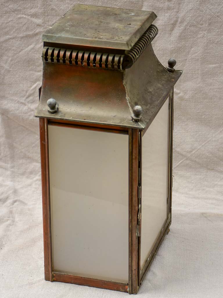 19th Century French wall sconce lantern with opaque glass Claude Leferbe Tayers France 17"