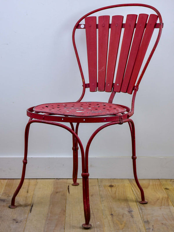 Antique red finished French garden chair