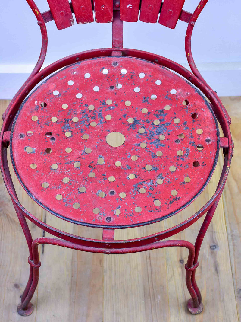 Antique French red iron chair