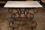French antique butcher’s table with marble top