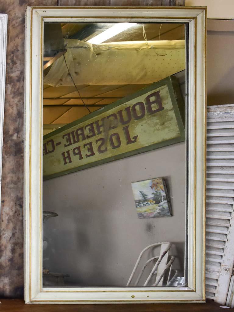 RESERVED - Very large antique French bistro mirror with pained brass frame