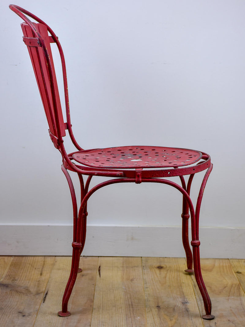 Antique French garden chair - red