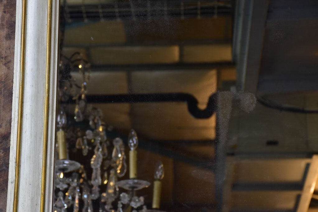 RESERVED - Very large antique French bistro mirror with pained brass frame