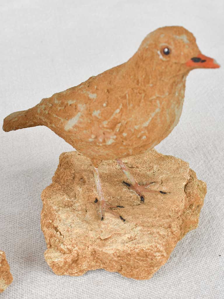 Three artisan-made sculptures of little birds 5½"