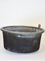 19th Century French copper cauldron with timeworn black patina 22½"