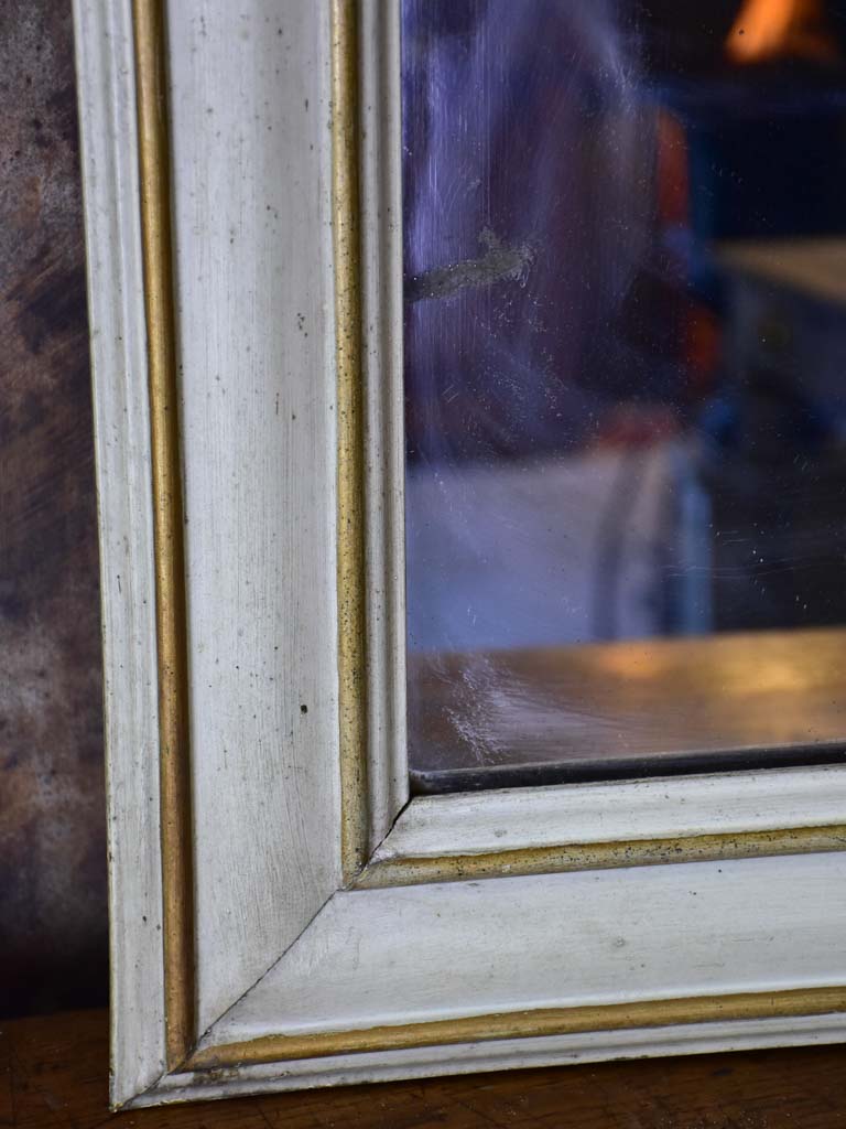 RESERVED - Very large antique French bistro mirror with pained brass frame