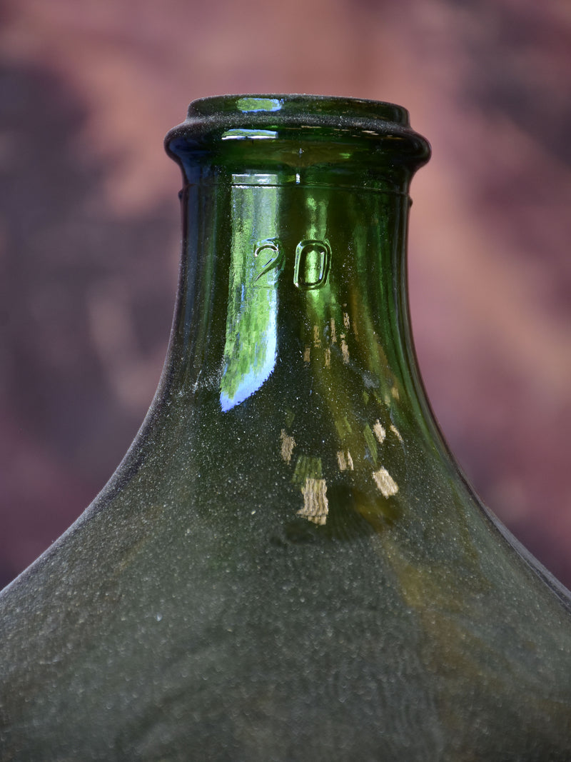 Antique French demijohn - green glass