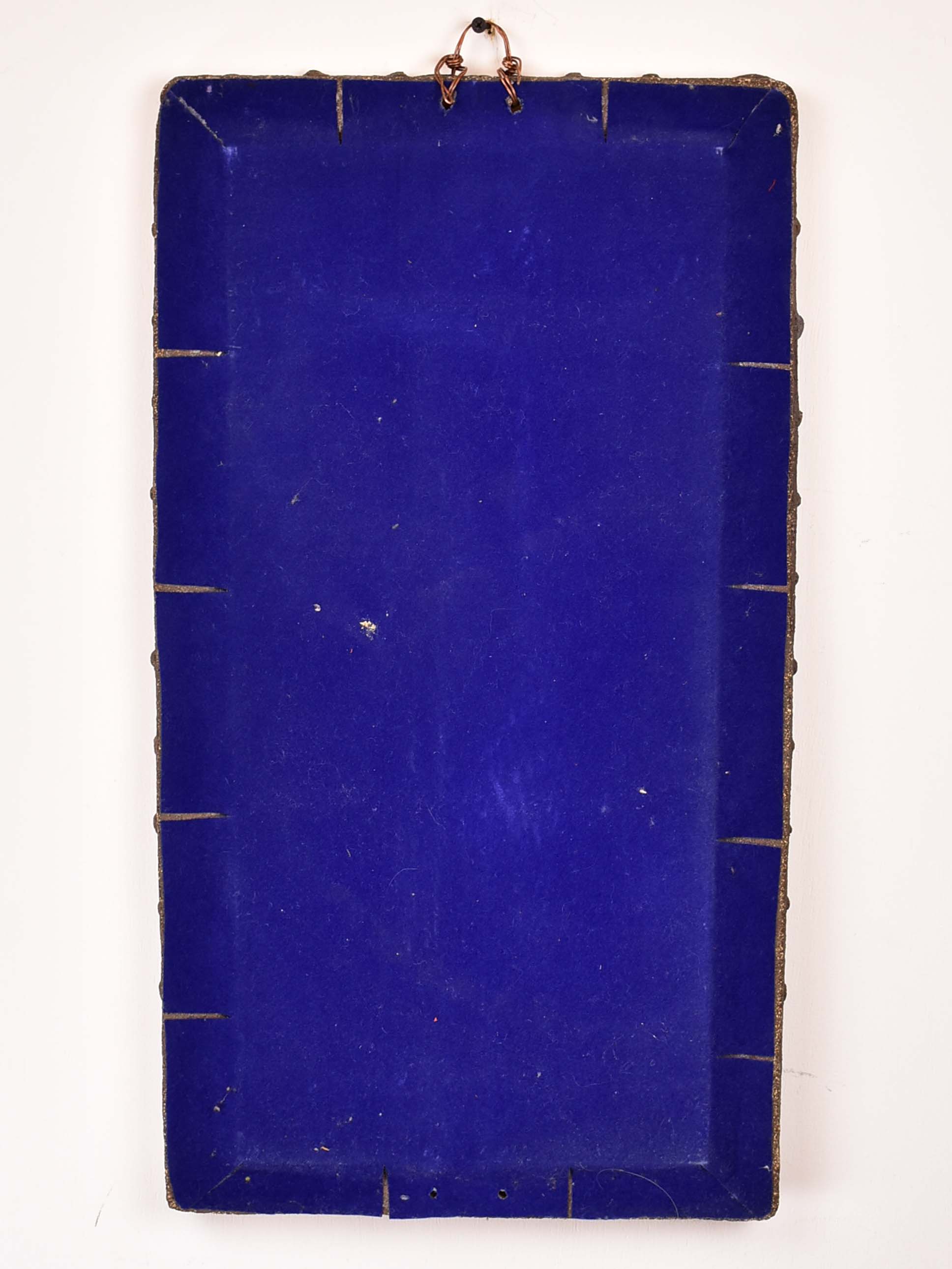 1960's Mid-Century flame mirror with fireclay frame 13” x 23 ½''