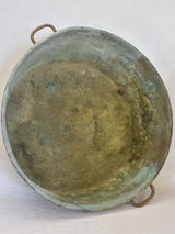 Broad antique French cauldron with two small handles and a drainage hole 30¼"