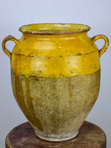 19th Century large French confit pot with orange glaze - 14 ½''