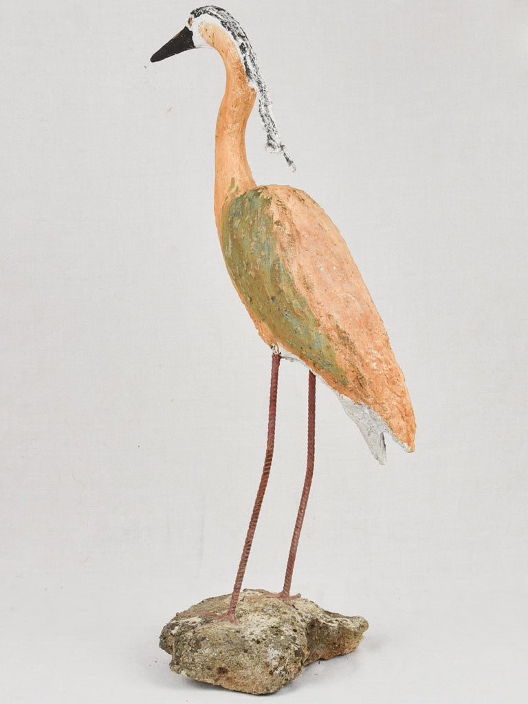 Handmade sculpture of standing heron