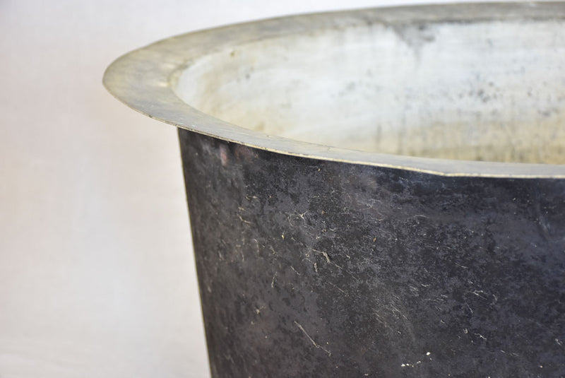 Large antique French copper planter from Burgundy with black patina 29½"
