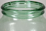 Large antique French blown glass preserving jar - blue green 19¾"