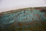 Very large antique French copper planter with repairs and verdigris patina 24"