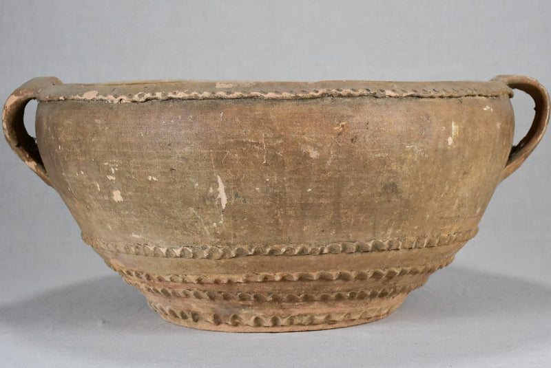 Large 19th-century Spanish clay bowl 25½"