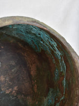 Very large antique French copper planter with repairs and verdigris patina 24"