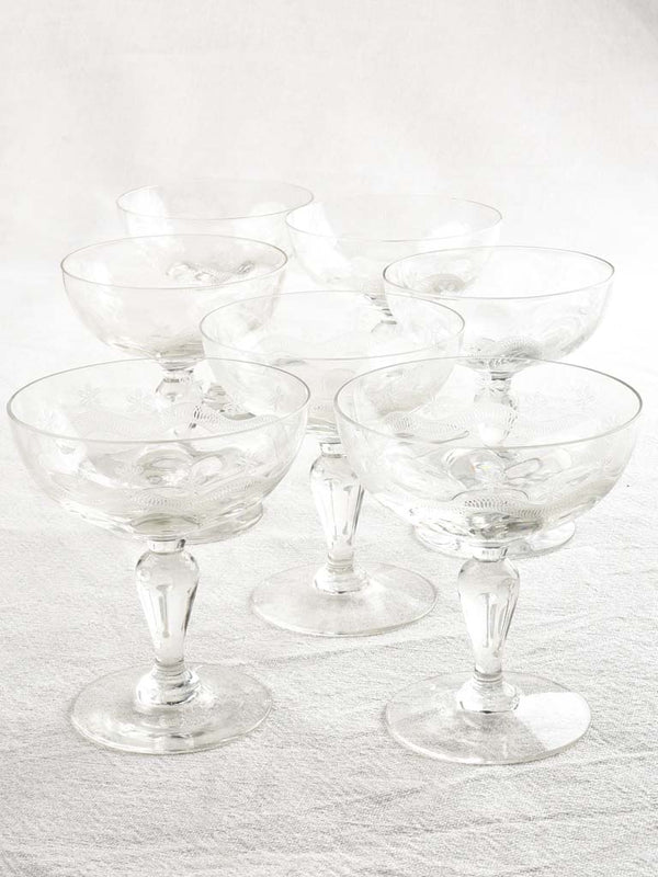 Mid-century collection of champagne coupes