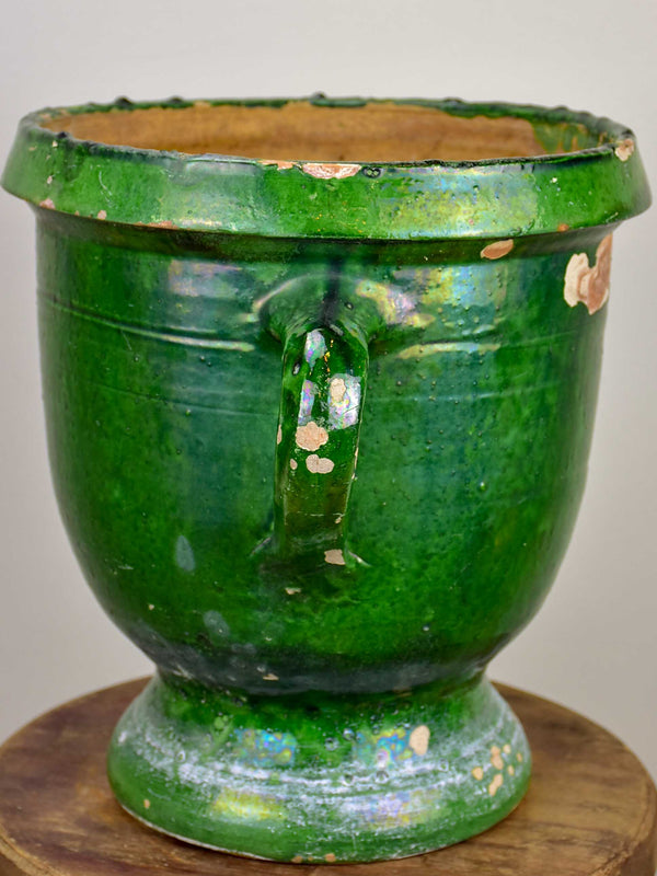 19th Century French garden planter from Castelnaudary with green glaze - 13”