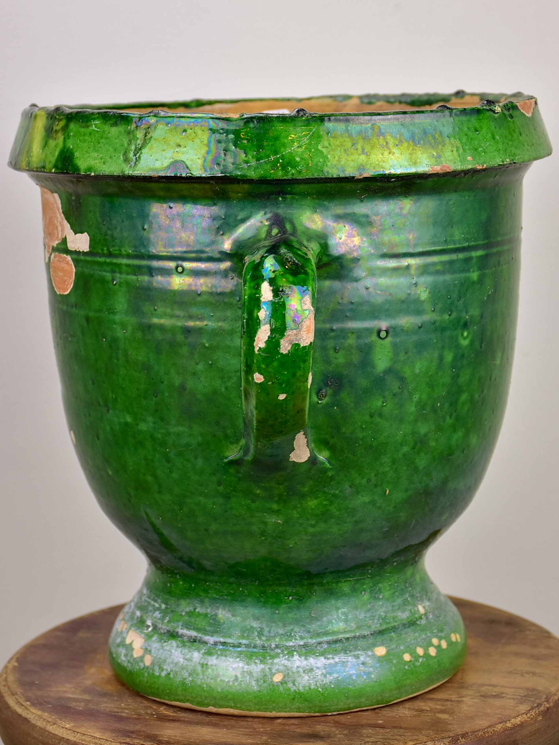 19th Century French garden planter from Castelnaudary with green glaze - 13”
