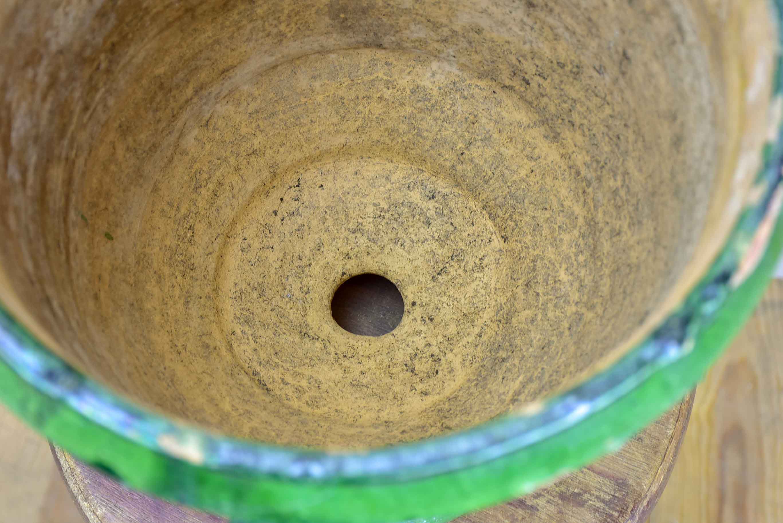 19th Century French garden planter from Castelnaudary with green glaze - 13”