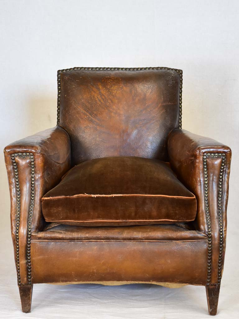 Early 20th Century French leather club chair