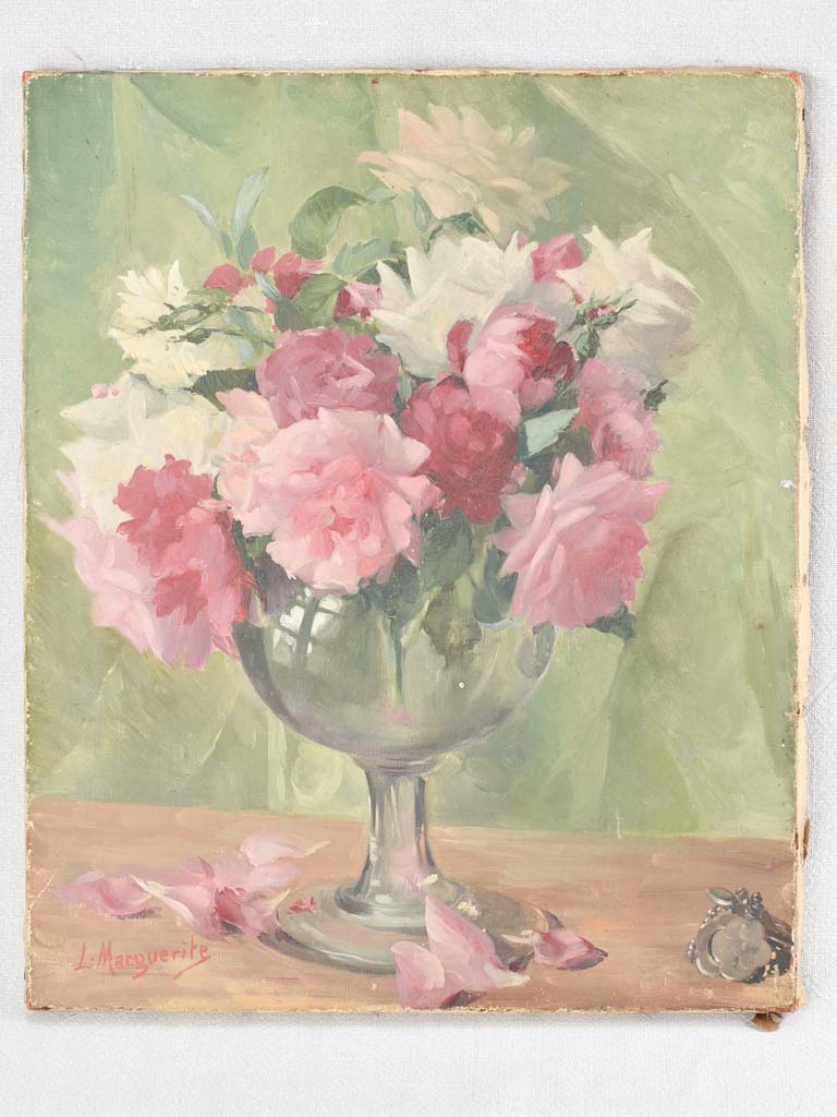Vintage floral still life painting 18½" x 15"