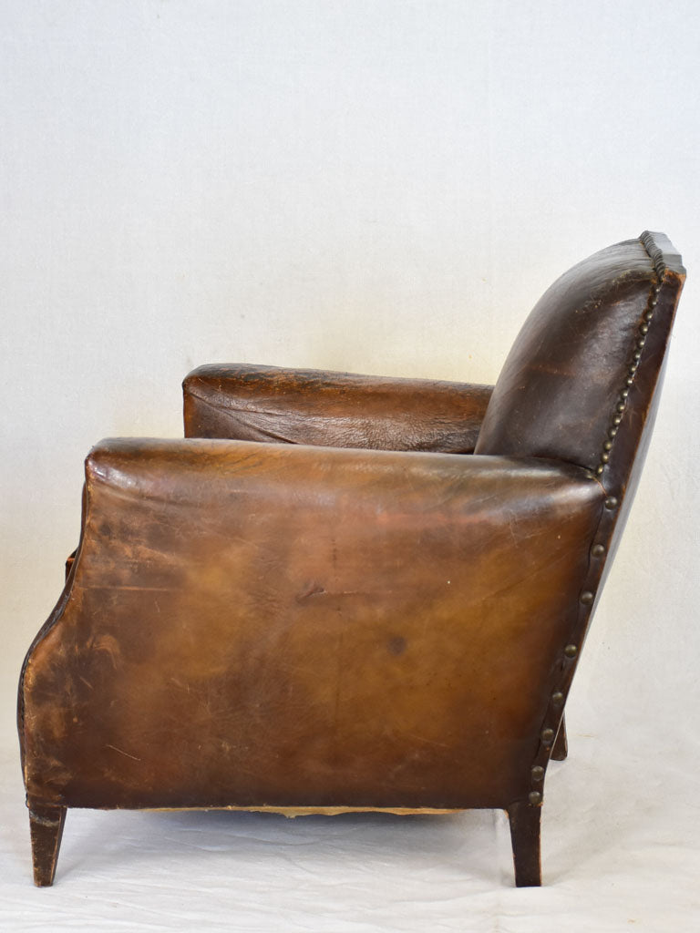 Early 20th Century French leather club chair