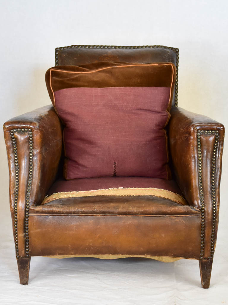 Early 20th Century French leather club chair