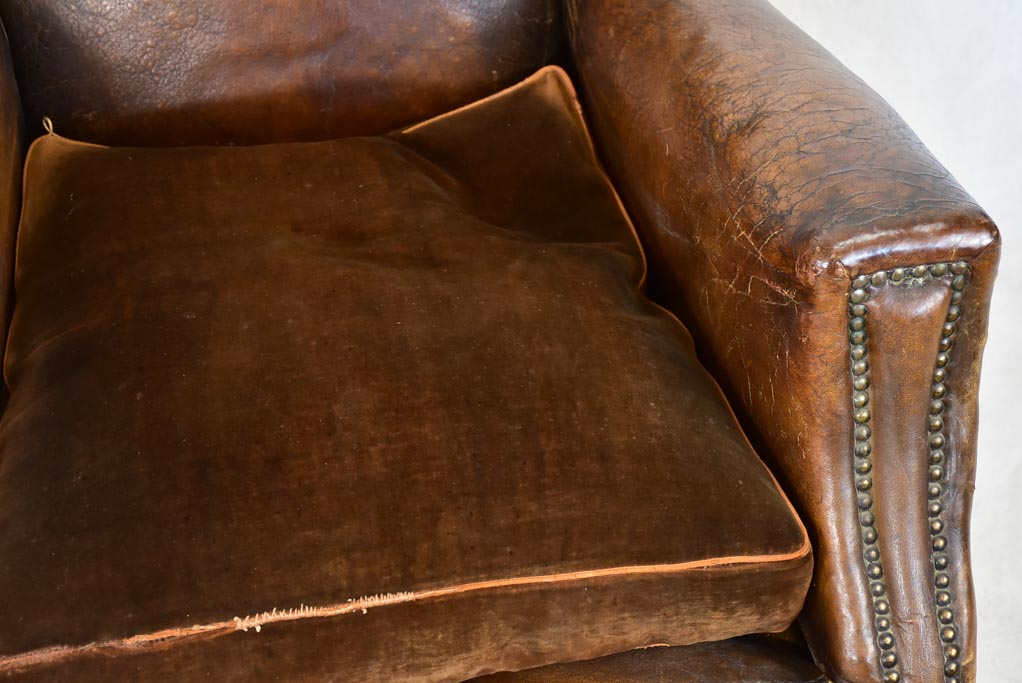 Early 20th Century French leather club chair