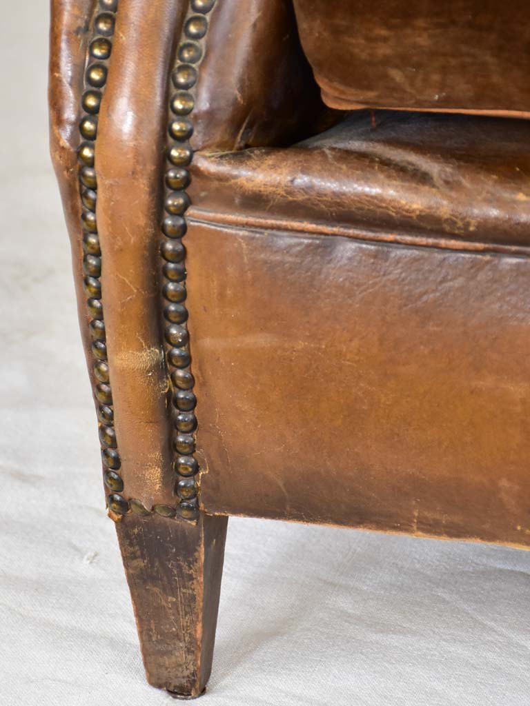 Early 20th Century French leather club chair