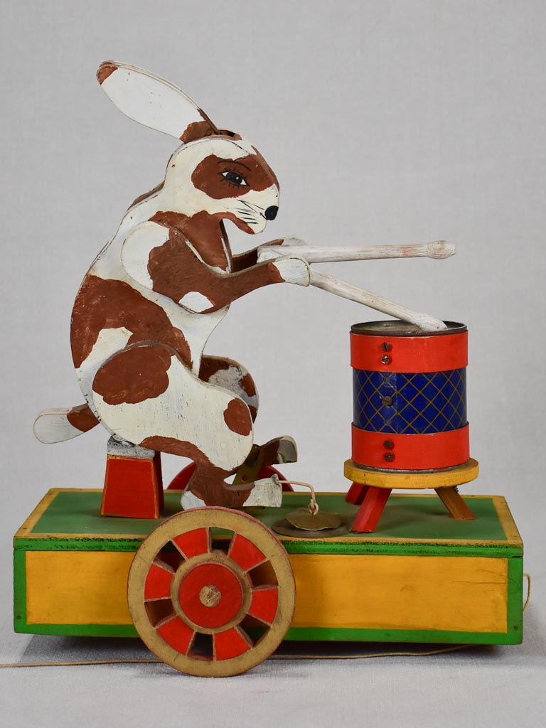 1960s French pull toy - drummer rabbit