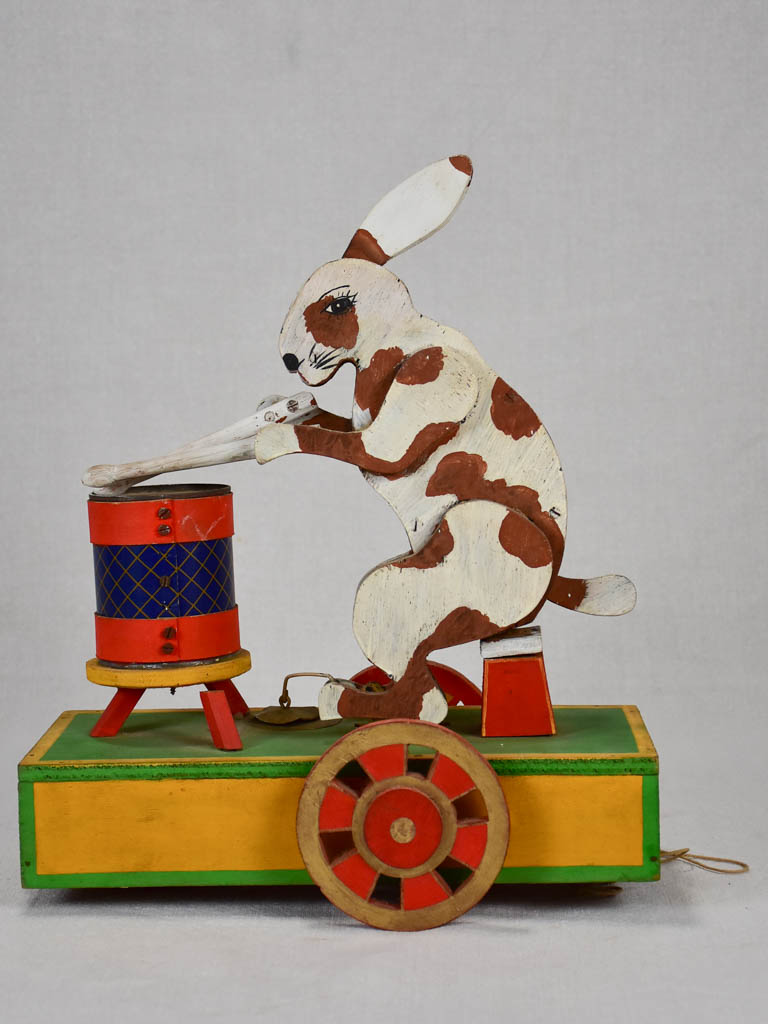 1960s French pull toy - drummer rabbit