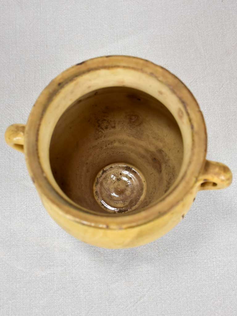 Antique French confit pot with yellow ochre glaze - Saint-Jean-de-Fos 8¼"