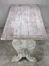 Antique French claw foot table with beige patina 31" x 70¾"