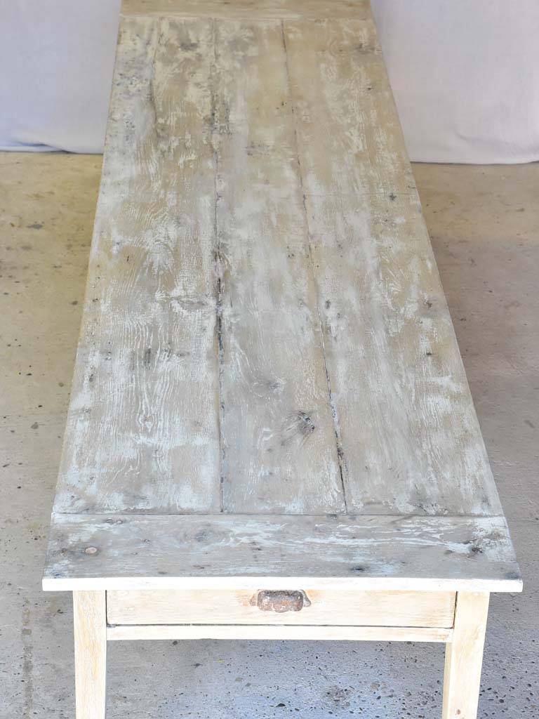 Early 20th Century French oak farmhouse table with two drawers and tapered legs 115¾" x 30¾"