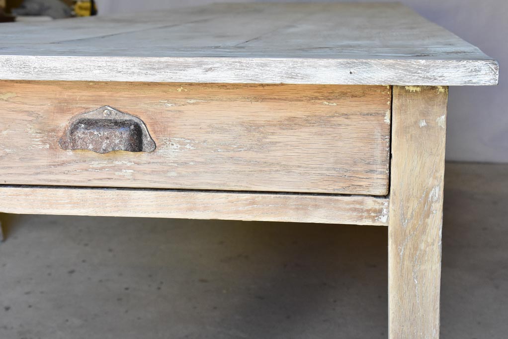Early 20th Century French oak farmhouse table with two drawers and tapered legs 115¾" x 30¾"
