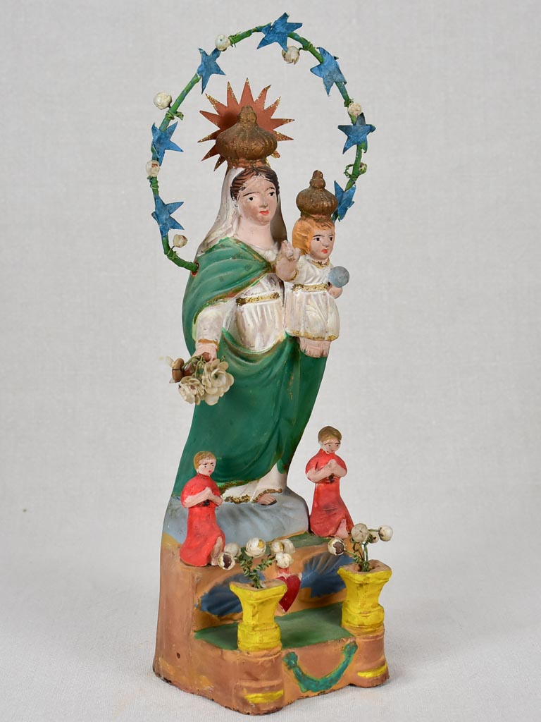 19th-century Santibelli sculpture of the Virgin Mary - Marseille 14¼"