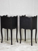 Pair of vintage Louis XV style French nightstands with black paint finish