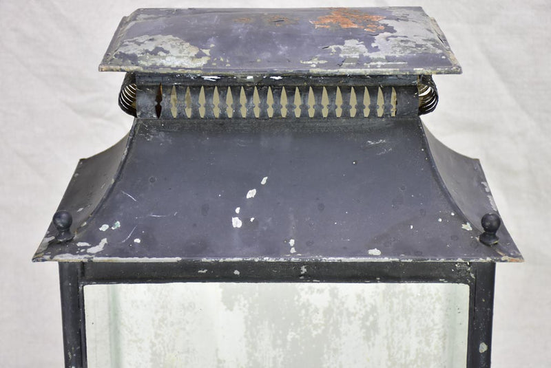 Broad 19th Century French wall sconce lantern with black patina 19¾"