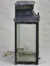 Broad 19th Century French wall sconce lantern with black patina 19¾"